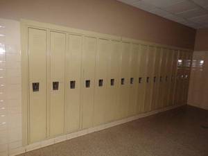 lot 76 image: Wall of Metal Student Lockers