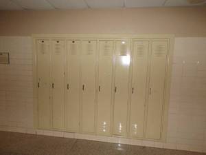 lot 87 image: Wall of Metal Student Lockers