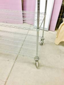 lot 68 image: Metro Super Erecta Adjustable 4-Tier Mobile Wire Shelving NSF STORAGE Cart Unit With Rubber Casters, Chrome - EXCELLENT CONDITION