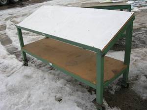 lot 63 image: Slant Top Rolling Work Table