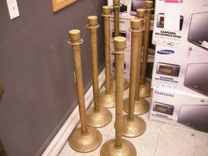 lot 114 image: 8 Antique Movie Theater Divider PolesStanchions