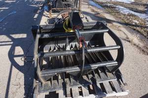 lot 22 image: Brand New Universal Mount Bobcat Skid Loader Skid Steer 48 Rock Grapple Bucket