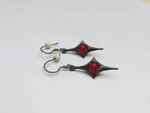 lot 43 image: Sterling Silver Earrings with Red Stones