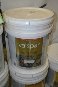 lot 1316 image: 5 Gallon Valspar Pristine Ultra-Bonding Paint & Primer  Semi-Gloss Exterior - 18602 Tint Base, Must Be Tinted