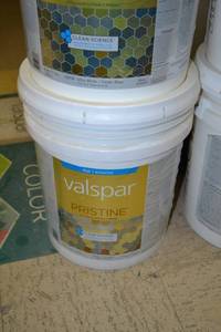 lot 1320 image: 5 Gallon Valspar Pristine Ultra-Bonding Paint & Primer  Flat Exterior  18202 Tint Base, Must Be Tinted