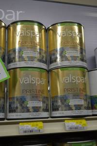 lot 1338 image: (4) Valspar Pristine Satin Quarts  Satin Exterior  18402 Tint Base, Must Be Tinted