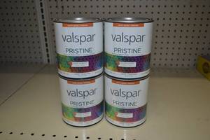 lot 1353 image: (4) Valspar Pristine Quarts  Semi-Gloss Interior  18568 Pastel Base, Must Be Tinted
