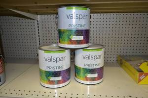 lot 1358 image: (3) 1 Gallon Valspar Pristine  Satin Interior  18540 White, Tintable