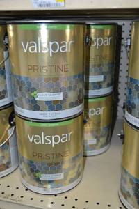lot 1361 image: (4) 1 Gallon Valspar Pristine  Satin Exterior  18402 Tint Base, Must Be Tinted