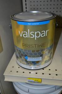 lot 1367 image: 1 Gallon Valspar Pristine  Flat Exterior  18205 Clear Base, Must Be Tinted