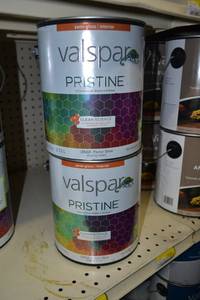 lot 1374 image: (2) 1 Gallon Valspar Pristine  Semi-Gloss Interior  18568 Pastel Base, Must Be Tinted