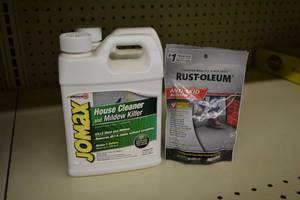 lot 1380 image: (2) Zinsser JOMAX House Cleaner and Mildew Killer, (2) Rust-Oleum Anti-Skid Additive