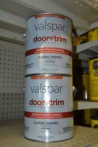 lot 1389 image: (2) 1 Gallon Valspar Door & Trim Oil Enamel  Semi-Gloss Interior  83064 Clear Base, Must Be Tinted