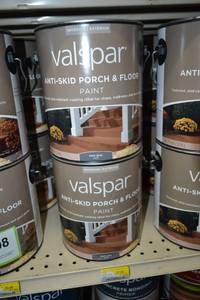 lot 1399 image: (4) 1 Gallon Valspar Anti-Skid Porch & Floor Paint  InteriorExterior  Dark Gray 82031