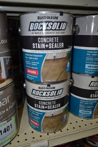 lot 1402 image: (4) 1 Gallon Rustoleum RockSolid Concrete Stain & Sealer, High Gloss, Tintable Semi-Transparent, Clear