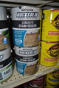 lot 1403 image: (2) 1 Gallon Rustoleum RockSolid Concrete Stain & Sealer, Low Gloss, Tintable Semi-Transparent, Clear