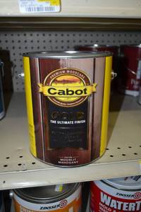 lot 1412 image: 1 Gallon Cabot GOLD Satin Moonlit Mahogany Wood Stain