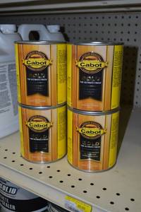 lot 1419 image: (4) Cabot GOLD Satin Stain  Quart  Exterior  Sun-Drenched Oak #3470