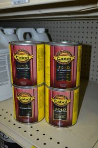 lot 1420 image: (4) Cabot GOLD Satin Stain  Quart  Exterior  Fireside Cherry #3472