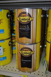 lot 1428 image: (3) 1 Gallon Cabot GOLD Satin Sun-Drenched Oak Wood Stain