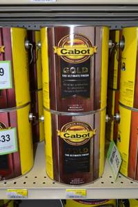 lot 1434 image: (3) 1 Gallon Cabot GOLD Satin Moonlit Mahogany Wood Stain