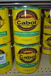 lot 1438 image: (4) 1 Gallon Cabot Semi-Solid Deck & Siding Stain  1406 Neutral Base, Must Be Tinted