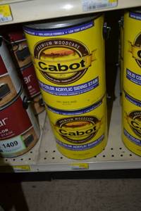 lot 1442 image: (4) 1 Gallon Cabot Solid Color Acrylic Siding Stain  0801 White Base, Must Be Tinted