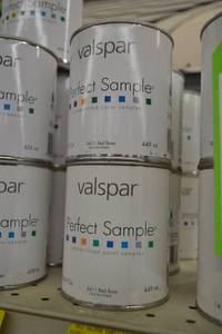 lot 1451 image: (6) Valspar 15.2 fl oz Perfect Sample Can  3411 Red Base, Must Be Tinted