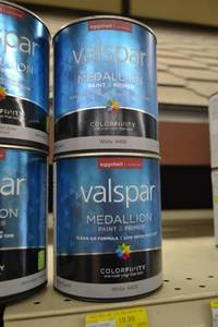 lot 1457 image: (2) 1 Quart Valspar Medallion Paint & Primer, Interior  Eggshell, White 440, Tintable