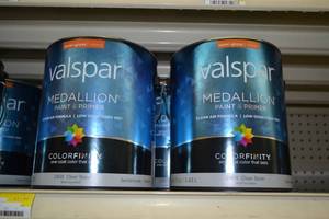 lot 1469 image: (3) Valspar Medallion Paint & Primer, Interior  Semi-Gloss, 2405 Clear Base, Must Be Tinted