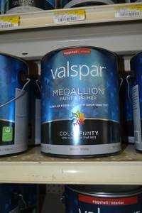 lot 1474 image: (2) 1 Gallon Valspar Medallion Paint & Primer, Interior  Eggshell, 4400 White, Tintable