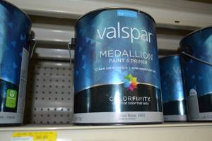 lot 1478 image: (2) 1 Gallon Valspar Medallion Paint & Primer, Interior  Flat, Clear Base 1405, Must Be Tinted