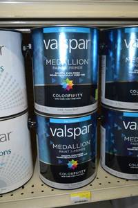 lot 1480 image: (2) 1 Gallon Valspar Medallion Paint & Primer, Interior  Flat, 1408 Pastel Base, Must Be Tinted