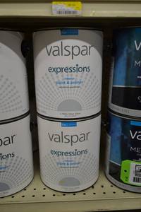lot 1482 image: (2) Valspar Expressions Interior Paint & Primer  Flat, 17004 Clear Base, Must Be Tinted