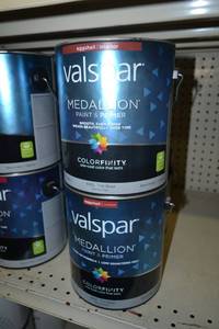 lot 1489 image: (3) 1 Gallon Valspar Medallion Paint & Primer, Interior  Eggshell, 4402 Tint Base, Must Be Tinted