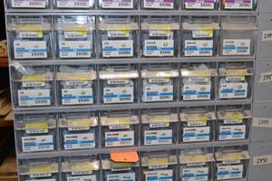 lot 2884 image: (3) Tip Out Storage Racks w Brass Pipe Fittings Inventory 34 to 18