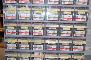 lot 2880 image: (3) Tip Out Storage Racks w Brass Flare Fittings Inventory 58 to 14