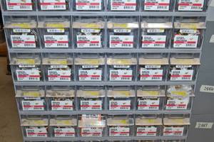 lot 2881 image: (3) Tip Out Storage Racks w Brass Flare Fittings Inventory 34 to 18