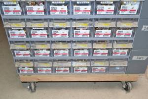 lot 2882 image: (3) Tip Out Storage Racks w Brass Flare Fittings Inventory 58 to 18