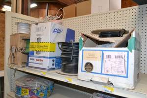 lot 2898 image: Spools of Wire - Cat5e, Coax, Telephone and Stranded Wire