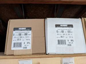 lot 2940 image: (2) Husky Black Polyethelene Sheeting 10 x 100 and 8 x 100 - 6 MIL