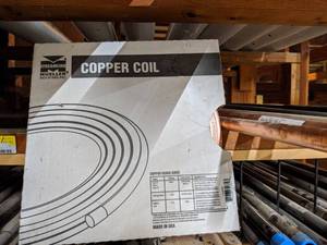 lot 2961 image: (2) 1 Type M Copper Pipes 20 and 10  12 OD Type L 10 Coil Copper Tubing