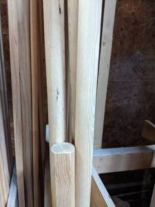 lot 3010 image: Lot of PINE Closet Rod and Round Stock Most is 1-12 Diameter