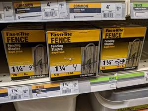 lot 2442 image: 34 LBS Bright Finish Fencing Staples 1-14 and 1-12