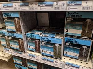 lot 2454 image: 87 LBS Electrogalvanized Roofing Nails and (20) Boxes Plastic Cap Nails 1 to 3