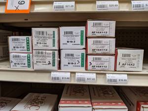 lot 2470 image: (11) Boxes B&C 18 gauge Narrow Brad Nails and Angle Finish Nails