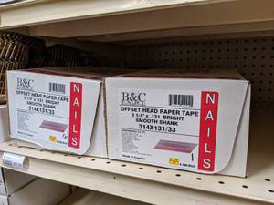 lot 2487 image: (3) Boxes 30° to 34° B&C Offset Head Paper Tape Collation Smooth Shank Nails  3-14 x .131