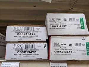lot 2500 image: (4) Boxes Collated Coarse Drywall Screws #8 x 1-34 and #8 x 2-12