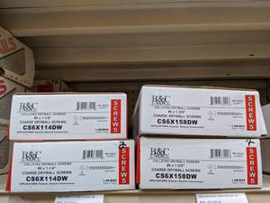 lot 2499 image: (4) Boxes Collated Coarse Drywall Screws #6 x 1-14 and #6 x 1-58