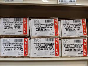lot 2496 image: (7) Boxes 33° B&C Offset Head Paper Tape Collation Smooth Shank Nails  2-38 x .113